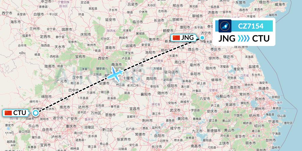 CZ7154 China Southern Airlines Flight Map: Jining to Chengdu