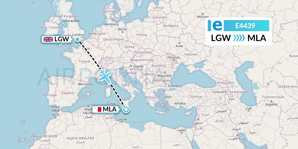 E4439 Estelar Latinoamerica C.A. Flight Map: London to Malta