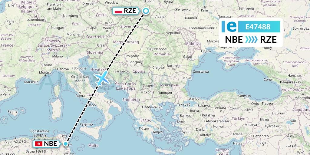 E47488 Estelar Latinoamerica C.A. Flight Map: Enfidha to Rzeszow