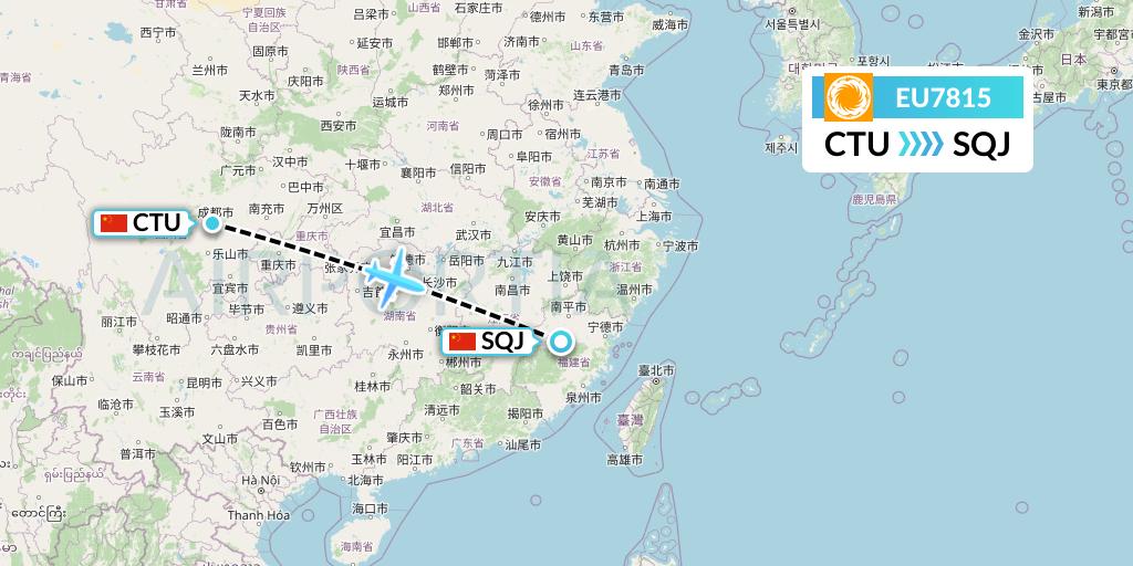 EU7815 Chengdu Airlines Flight Map: Chengdu to Fuzhou