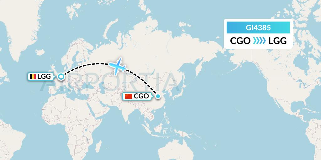 GI4385 Germania Express Flight Map: Zhengzhou to Liege