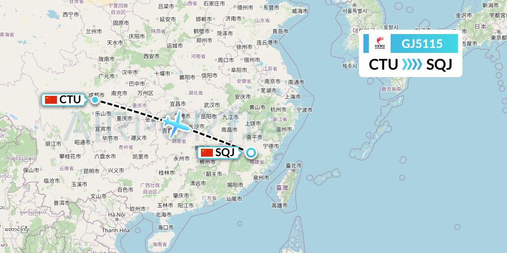 GJ5115 Loong Airlines Flight Map: Chengdu to Fuzhou