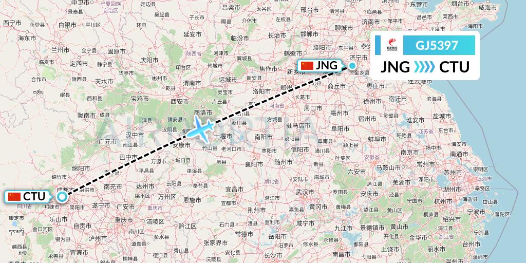 GJ5397 Loong Airlines Flight Map: Jining to Chengdu
