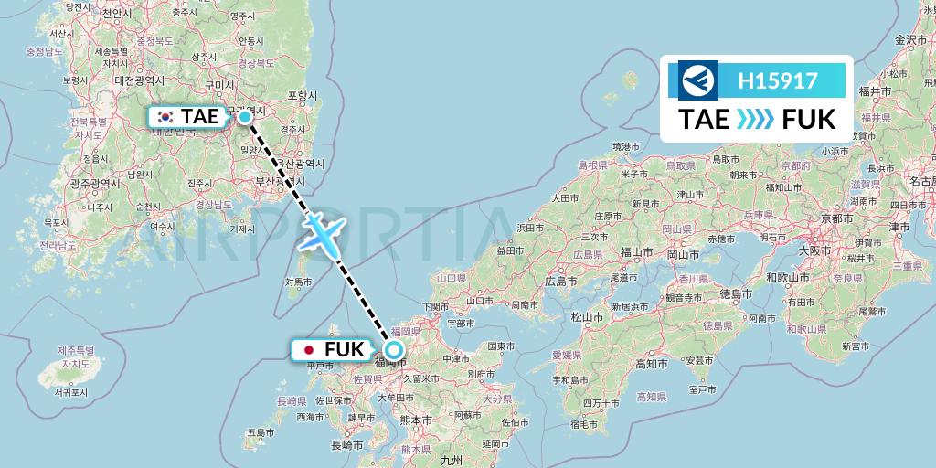 H15917 Hahn Air Systems Flight Map: Daegu to Fukuoka