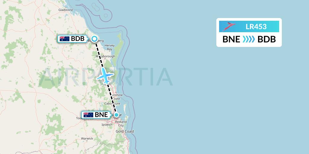 LR453 Lacsa Flight Map: Brisbane to Bundaberg