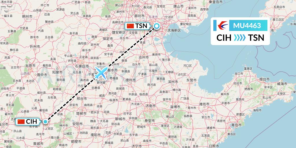 MU4463 China Eastern Airlines Flight Map: Changzhi to Tianjin