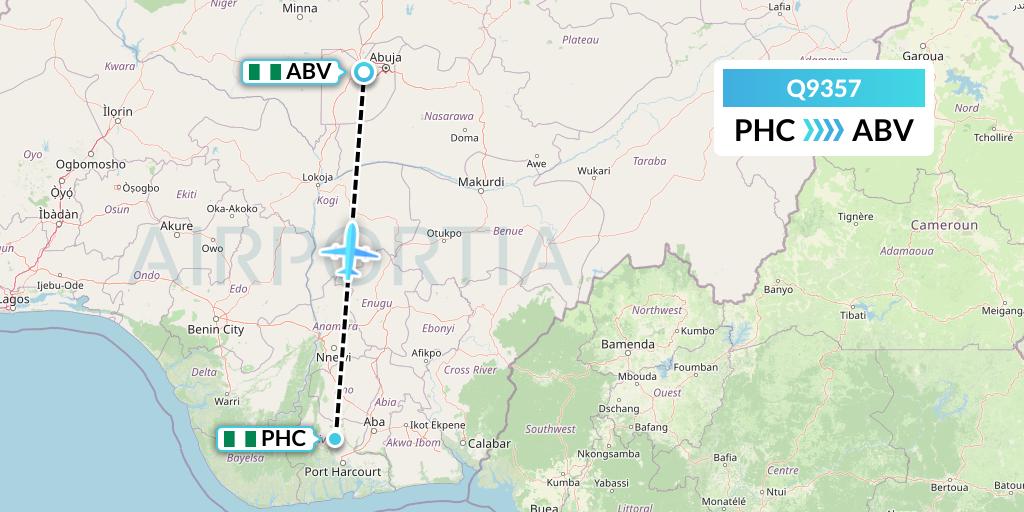 Q9357 Green Africa Airways Limited Flight Map: Port Harcourt to Abuja