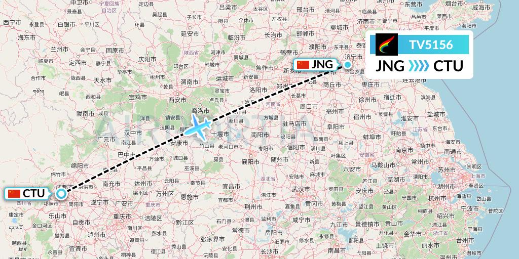 TV5156 Tibet Airlines Flight Map: Jining to Chengdu