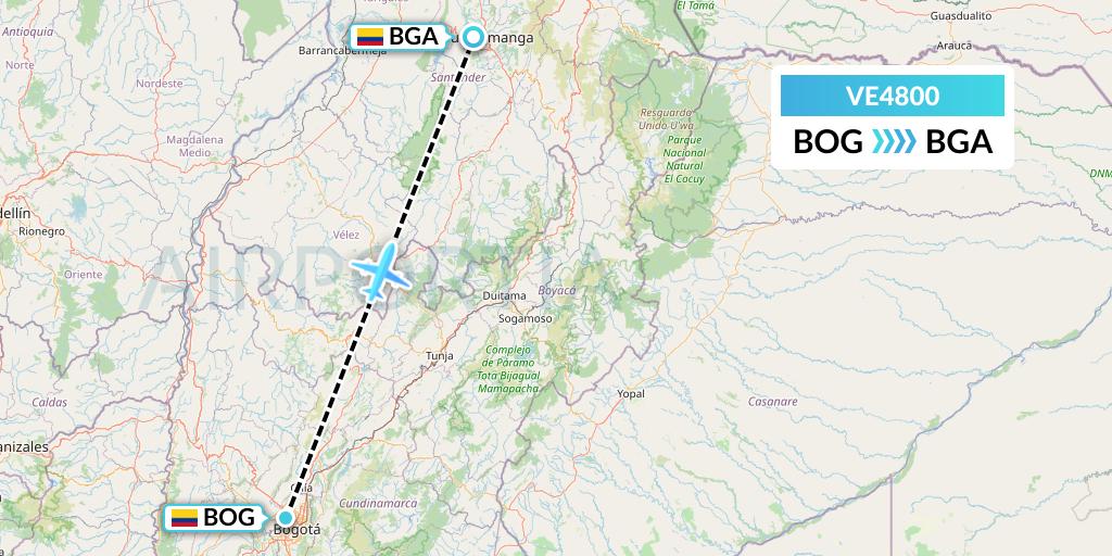 VE4800 Easyfly Flight Map: Bogota to Bucaramanga