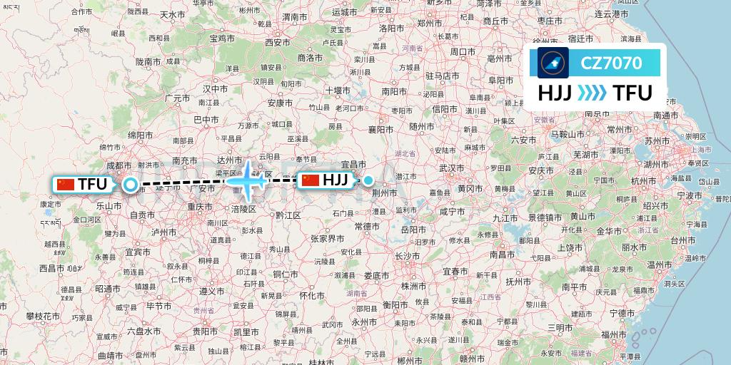 CZ7070 China Southern Airlines Flight Map: Huaihua to Chengdu