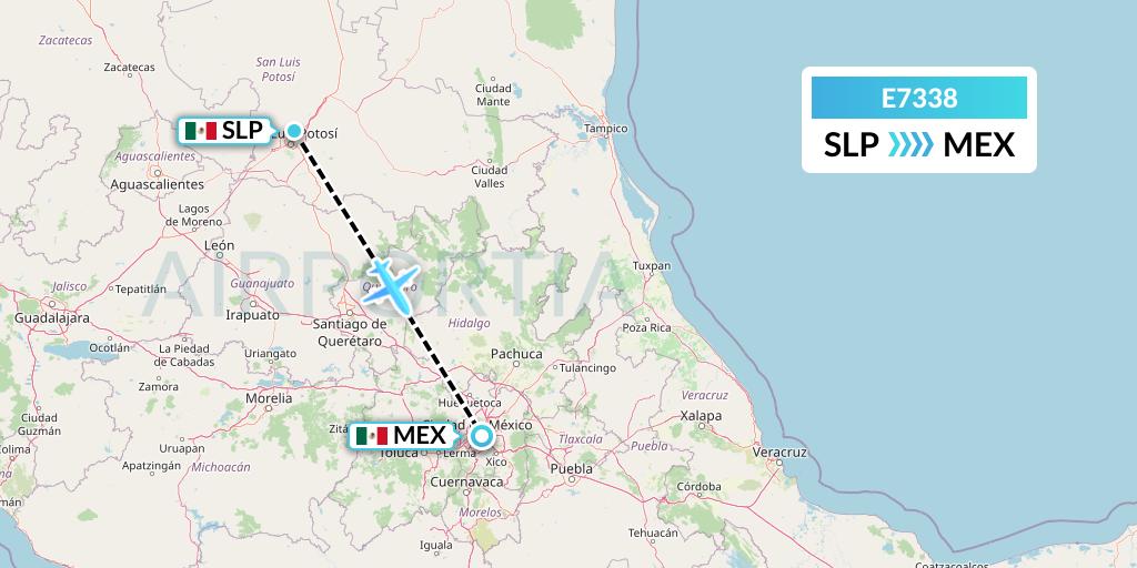 E7338 Equaflight Service Flight Map: San Luis Potosi to Mexico City