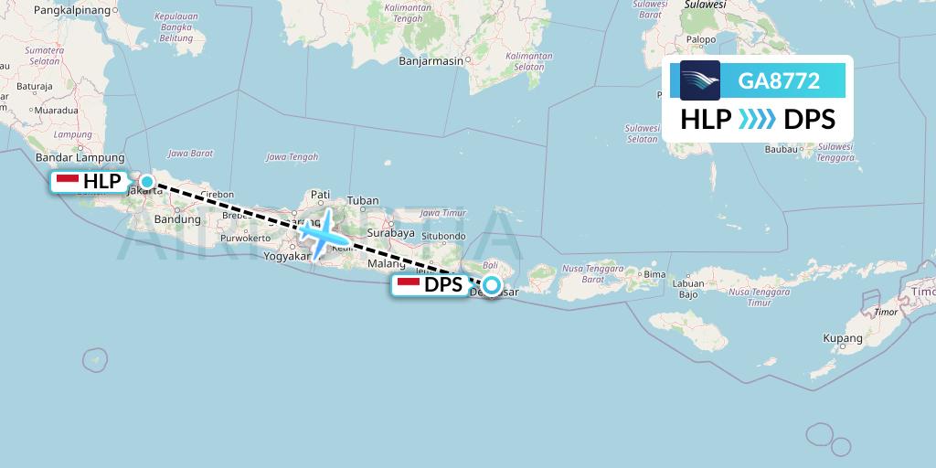 GA8772 Garuda Indonesia Flight Map: Jakarta to Denpasar