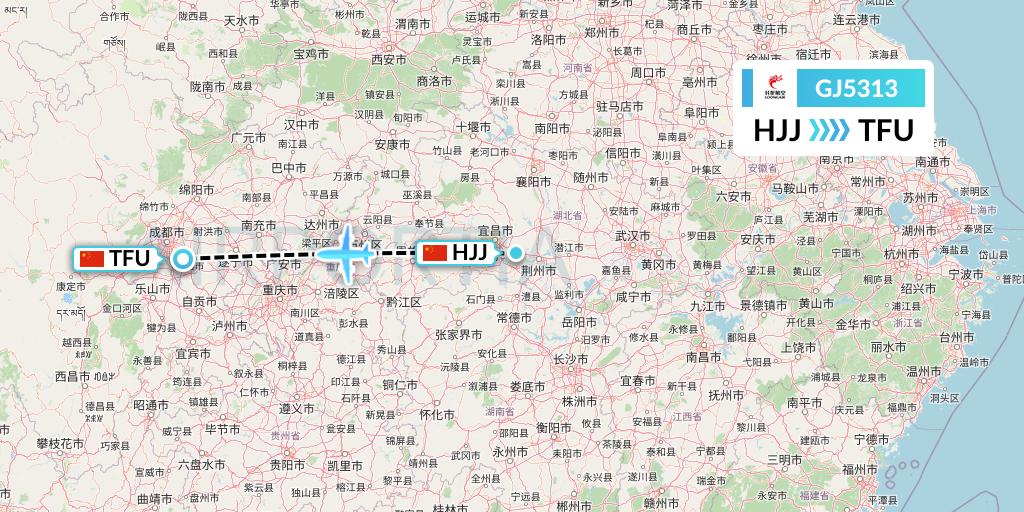 GJ5313 Loong Airlines Flight Map: Huaihua to Chengdu