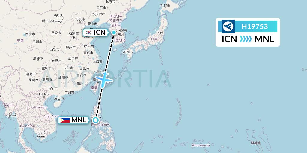 H19753 Hahn Air Systems Flight Map: Seoul to Manila