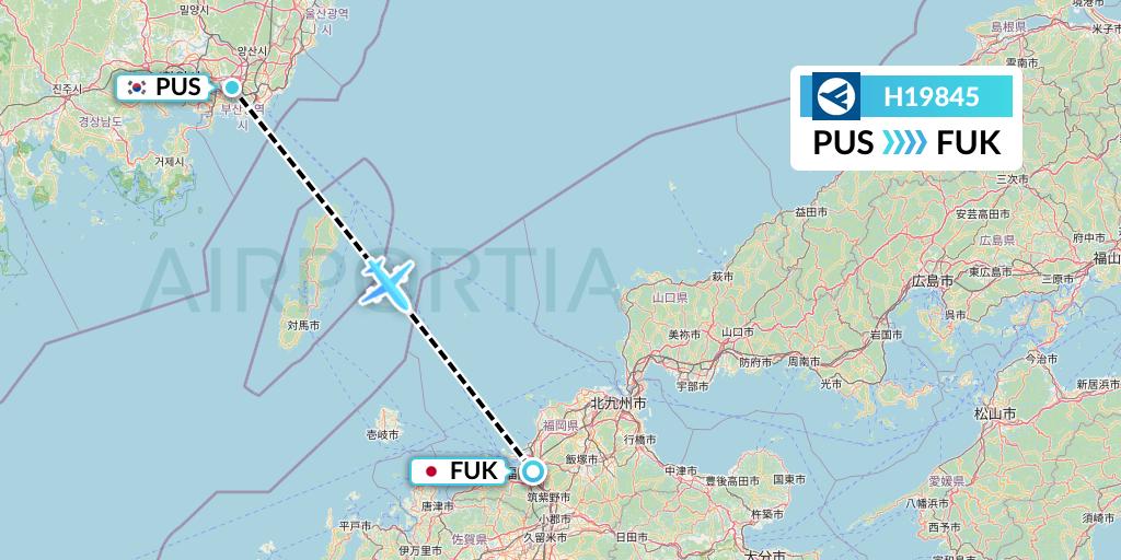 H19845 Hahn Air Systems Flight Map: Busan to Fukuoka