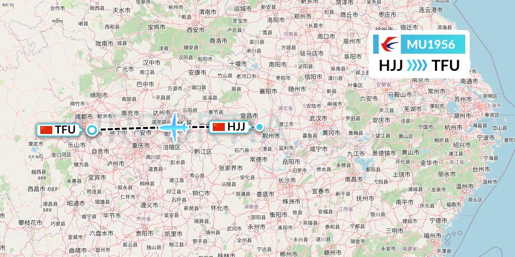 MU1956 China Eastern Airlines Flight Map: Huaihua to Chengdu