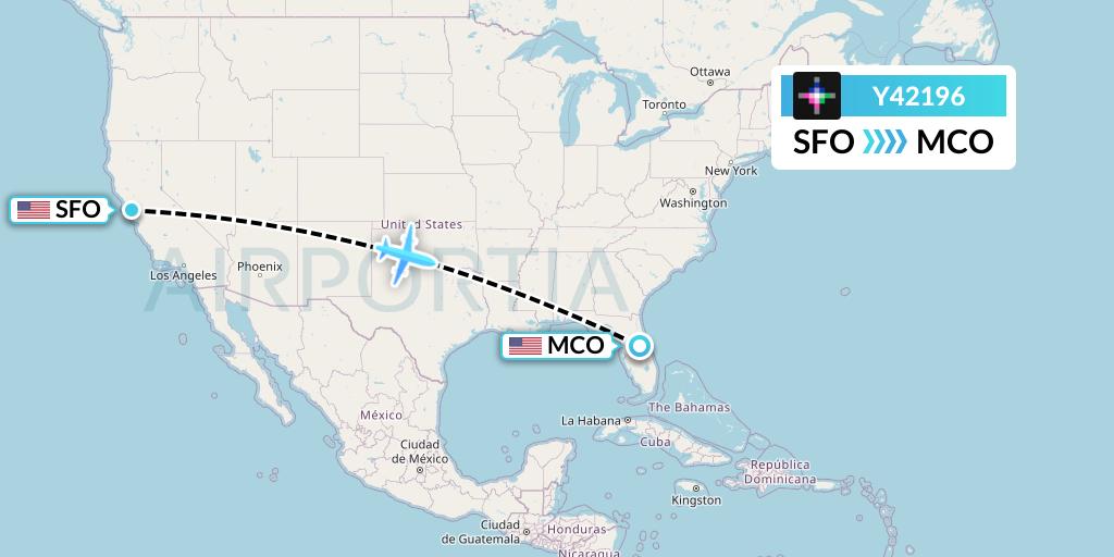 Y42196 Volaris Flight Map: San Francisco to Orlando