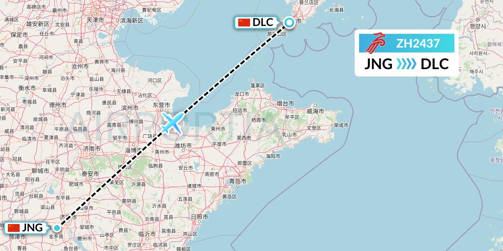 ZH2437 Shenzhen Airlines Flight Map: Jining to Dalian