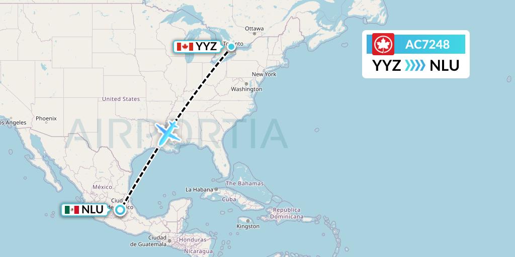 AC7248 Air Canada Flight Map: Toronto to Reyes Acozac