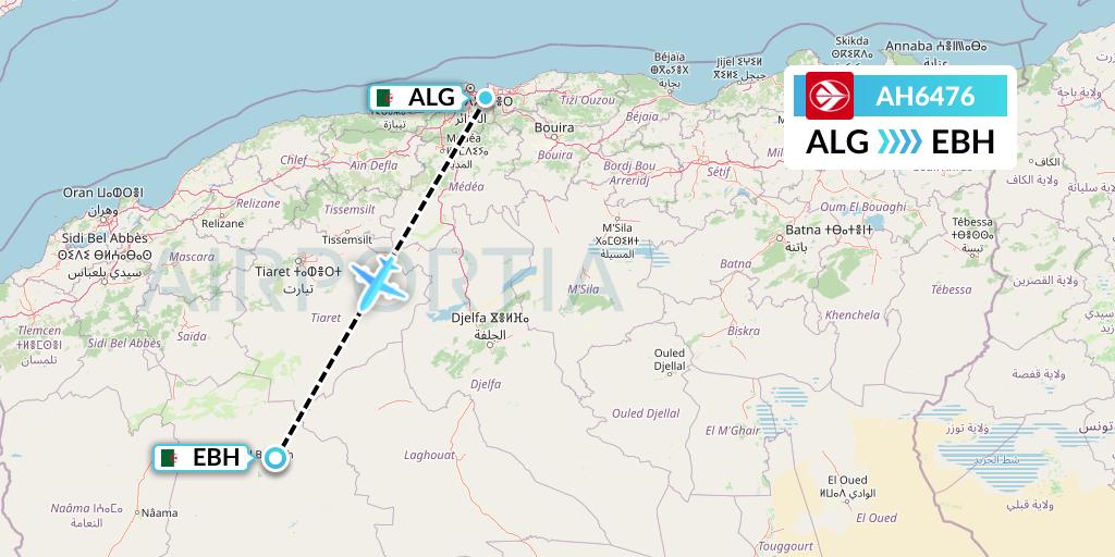 AH6476 Air Algerie Flight Map: Algiers to El Bayadh