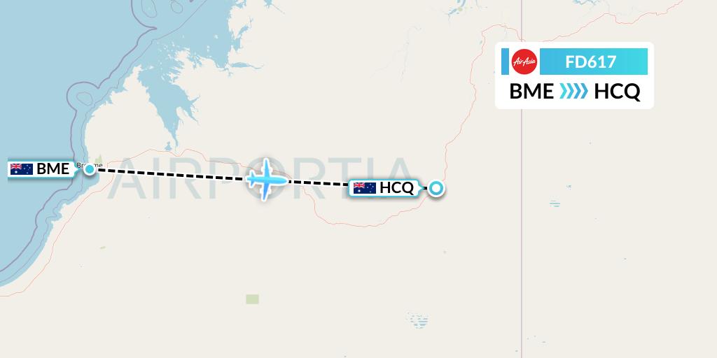 FD617 Thai AirAsia Flight Map: Broome to Australia