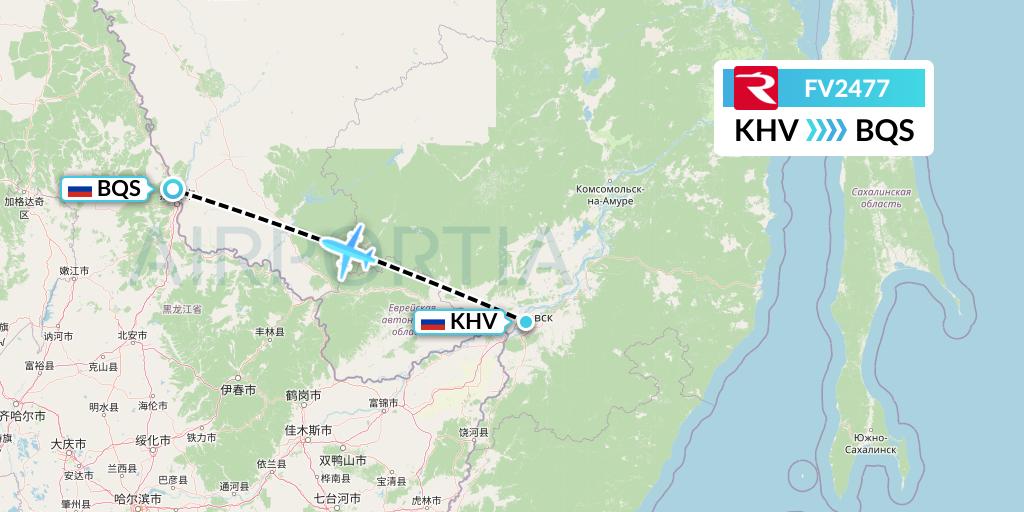 FV2477 Rossiya Flight Map: Khabarovsk to Blagoveshchensk