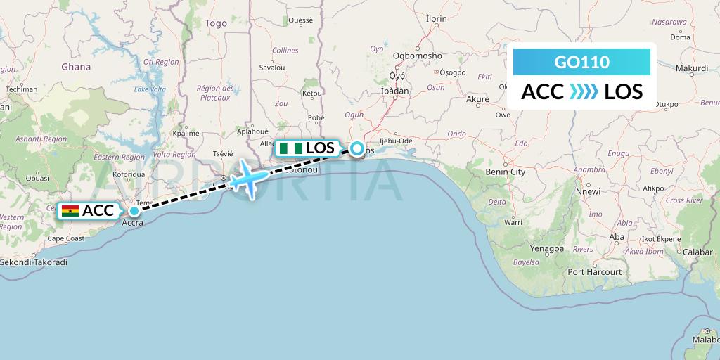 GO110 ULS Airlines Cargo Flight Map: Accra to Lagos