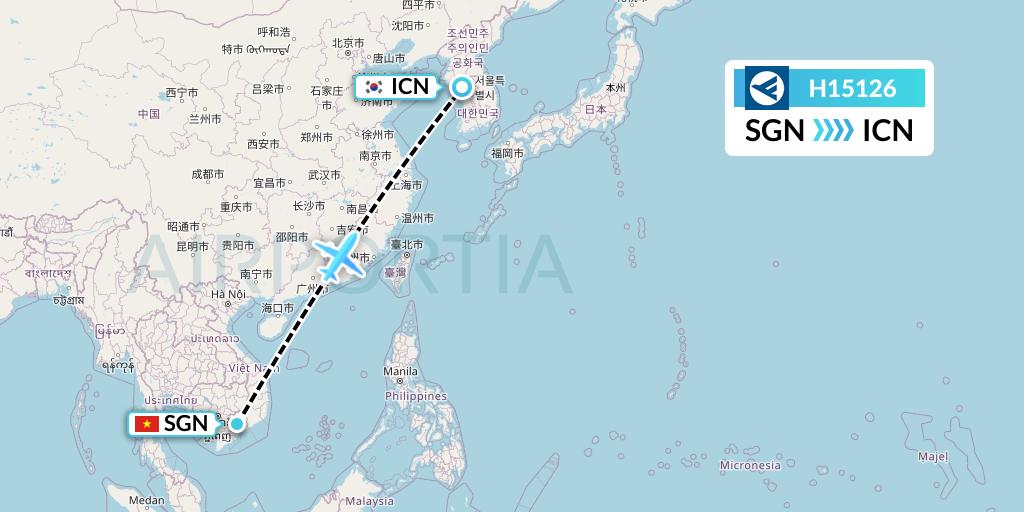 H15126 Hahn Air Systems Flight Map: Ho Chi Minh City to Seoul