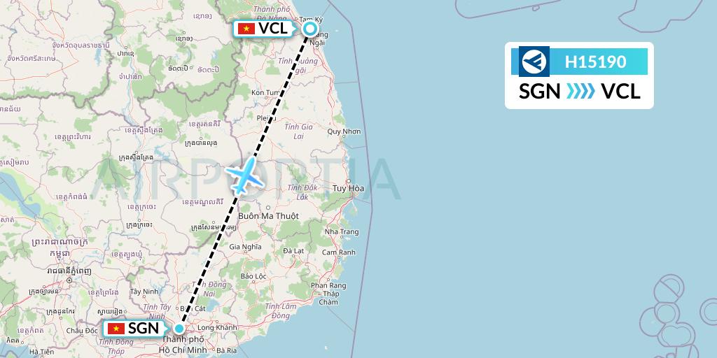 H15190 Hahn Air Systems Flight Map: Ho Chi Minh City to Chu Lai