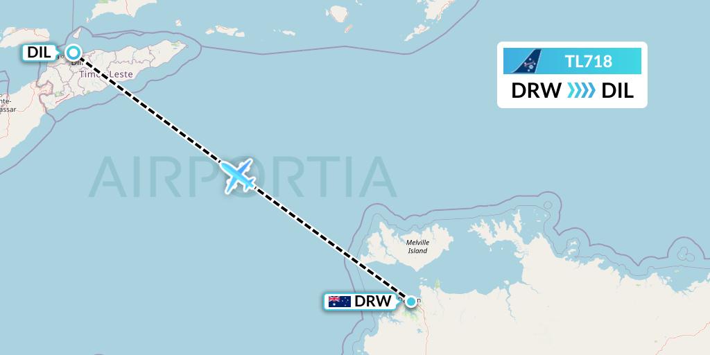 TL718 Airnorth Flight Map: Darwin to Dili