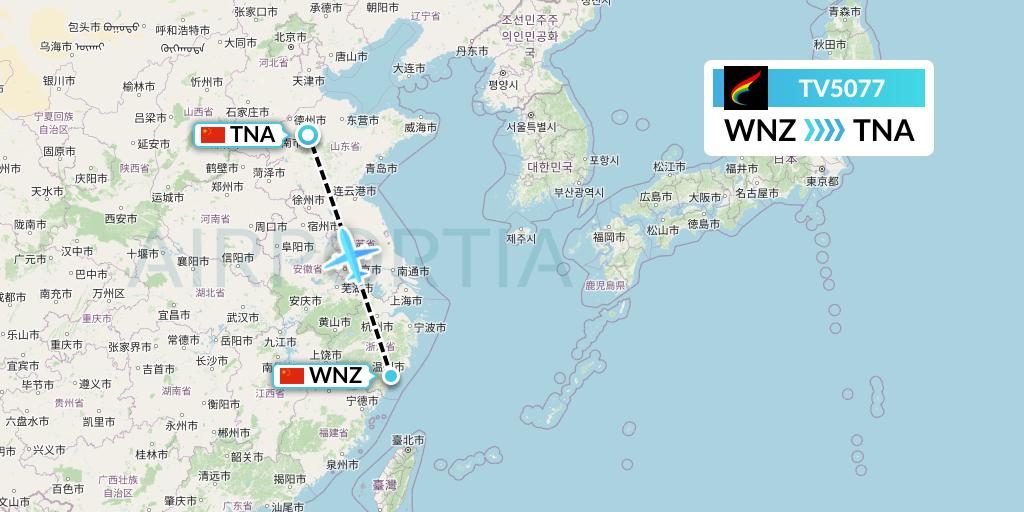 TV5077 Tibet Airlines Flight Map: Wenzhou to Jinan