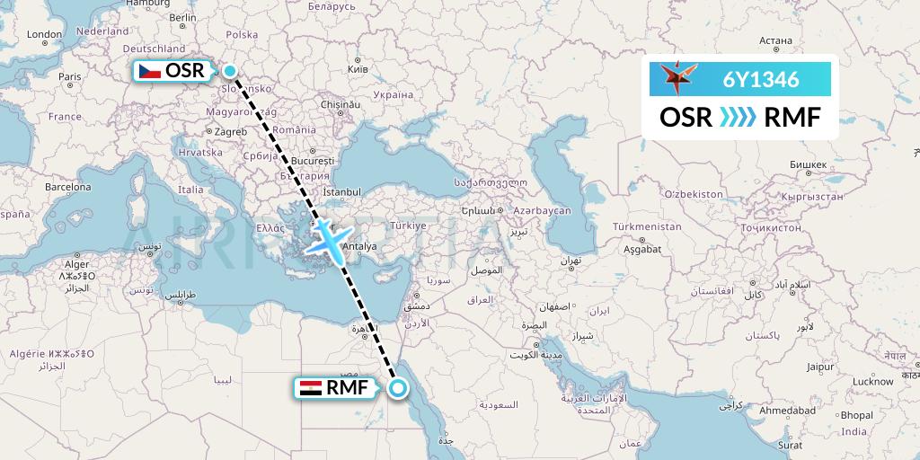 6Y1346 SmartLynx Flight Map: Ostrava to Marsa Alam