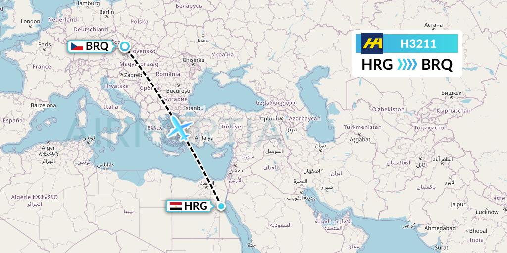 H3211 Harbour Air Flight Map: Hurghada to Brno