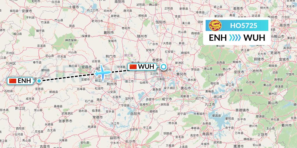 HO5725 Juneyao Airlines Flight Map: Enshi to Wuhan