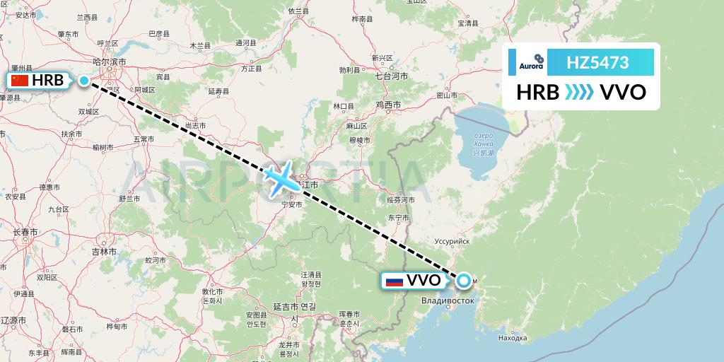 HZ5473 Aurora Flight Map: Harbin to Vladivostok