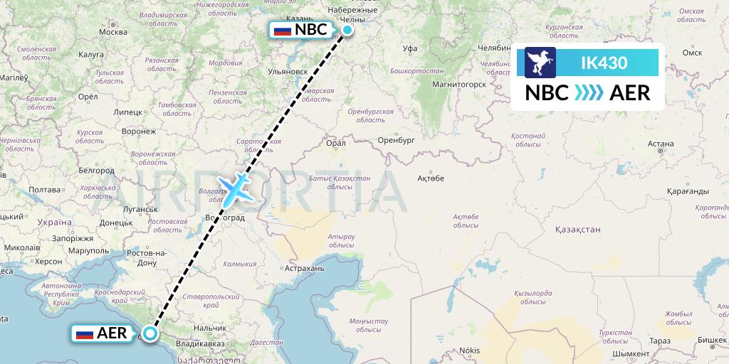 IK430 Air Kiribati Flight Map: Naberezhnye Chelny to Sochi