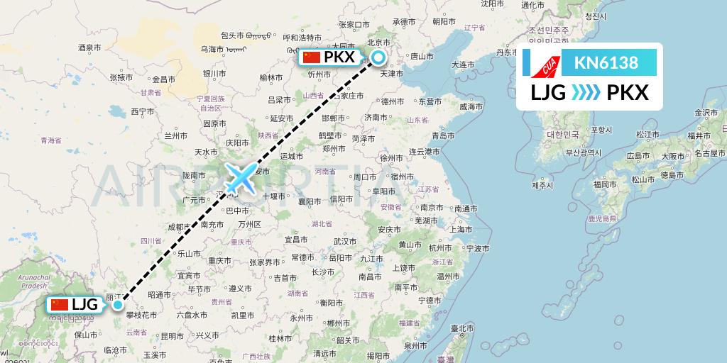 KN6138 China United Airlines Flight Map: Lijiang to Beijing