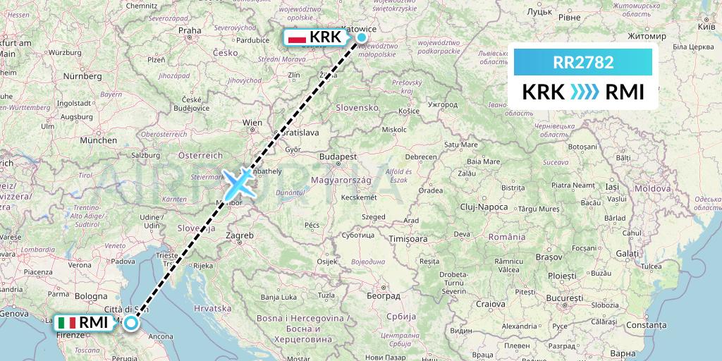 RR2782 Royal Air Force Flight Map: Krakow to Rimini