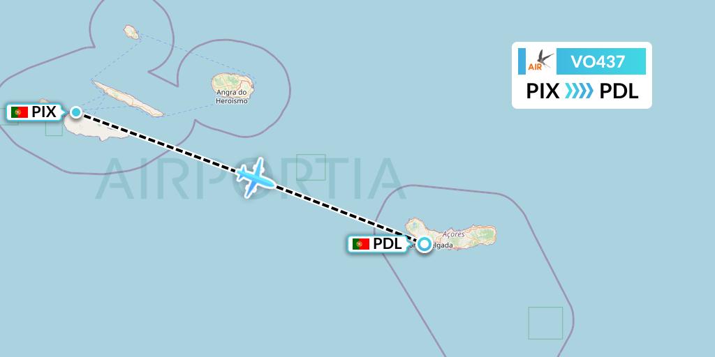 VO437 Voyage Air Flight Map: Pico to Ponta Delgada