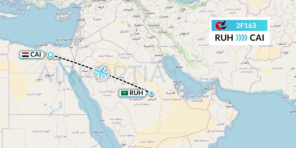 2F163 twoFlex Taxi Aereo Flight Map: Riyadh to Cairo