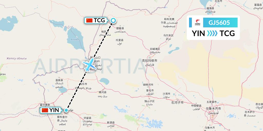 GJ5605 Loong Airlines Flight Map: Yining to Tacheng