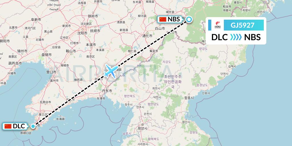 GJ5927 Loong Airlines Flight Map: Dalian to Baishan