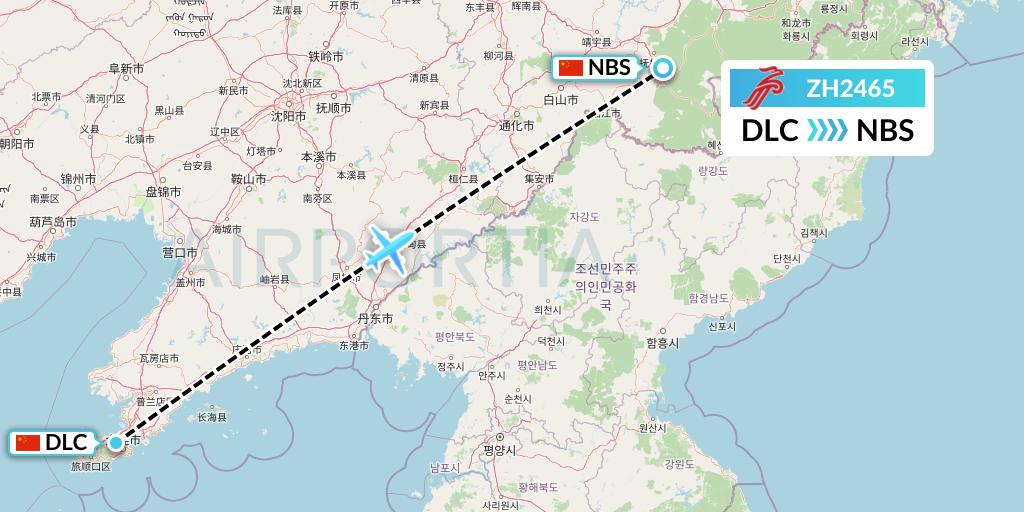 ZH2465 Shenzhen Airlines Flight Map: Dalian to Baishan