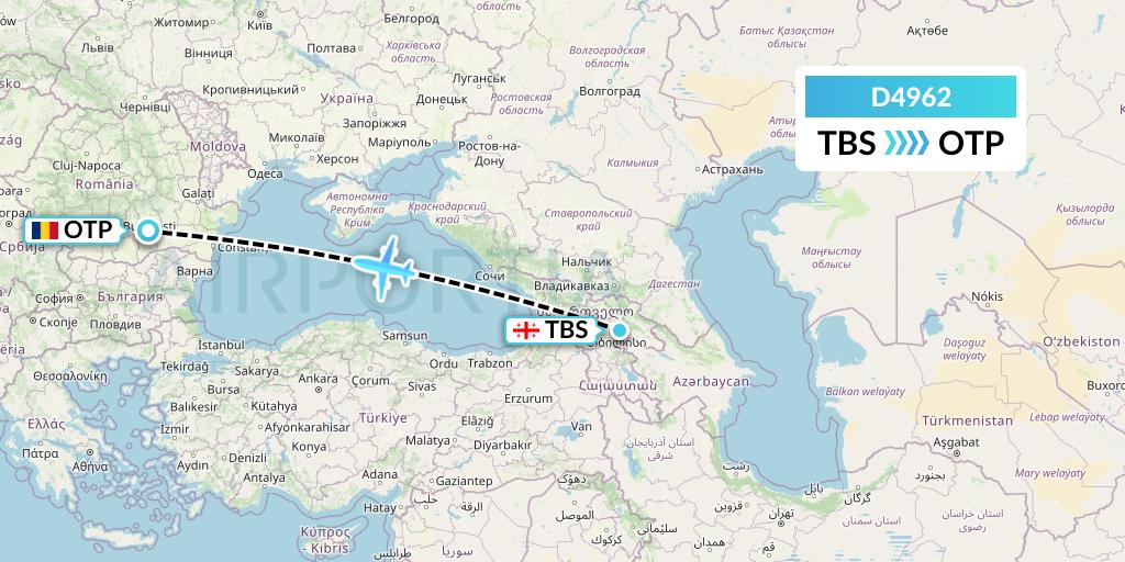 D4962 Dart Flight Map: Tbilisi to Bucharest
