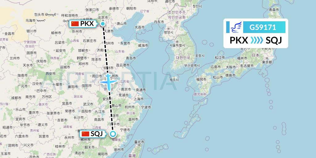 G59171 China Express Airlines Flight Map: Beijing to Fuzhou