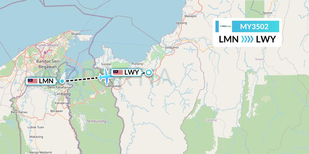 MY3502 MASwings Flight Map: Limbang to Lawas