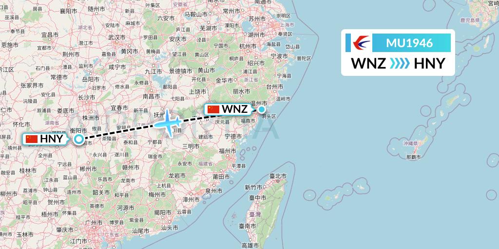 MU1946 China Eastern Airlines Flight Map: Wenzhou to Hengyang