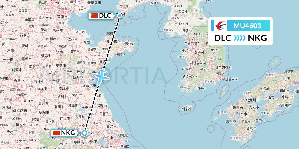 MU4603 China Eastern Airlines Flight Map: Dalian to Nanjing