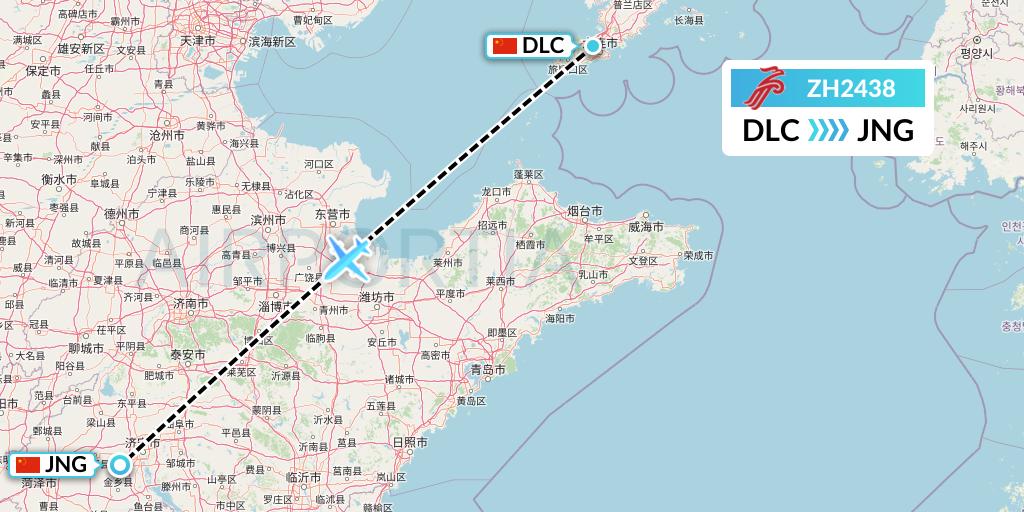 ZH2438 Shenzhen Airlines Flight Map: Dalian to Jining