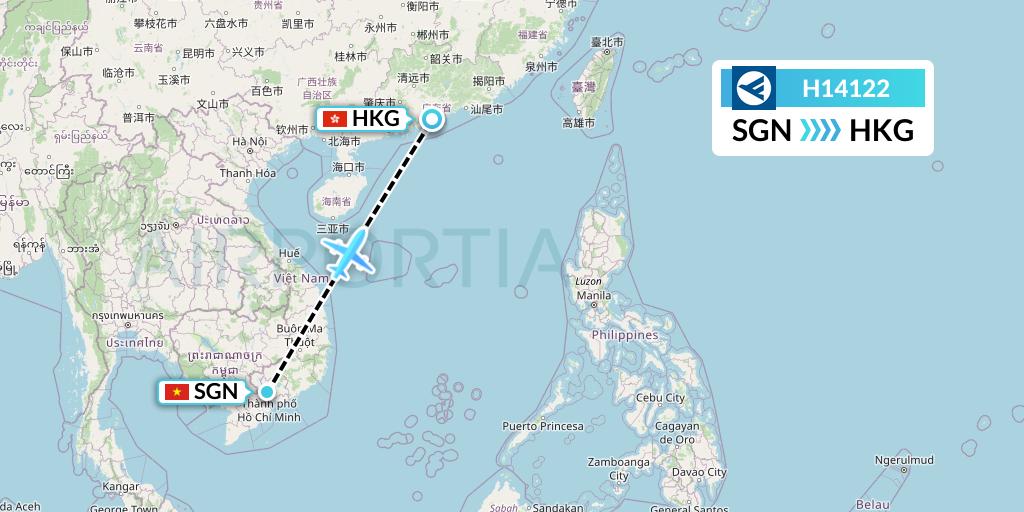 H14122 Hahn Air Systems Flight Map: Ho Chi Minh City to Hong Kong